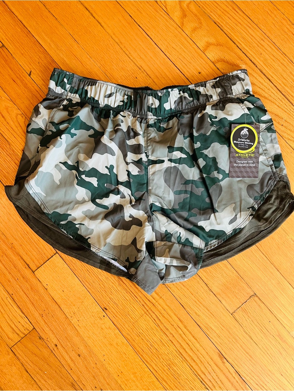 Athletic Works Green & Gray Camo Athletic Shorts